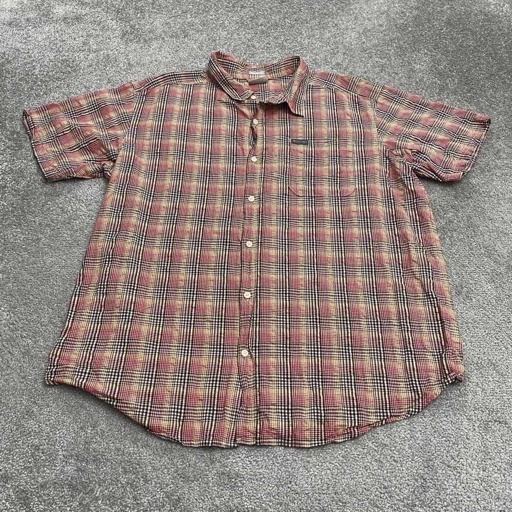 Columbia Regular Fit Shirt Mens XL Multicolor Plaid Short Sleeve Button Down Top
